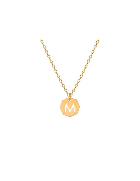 Colgante Oro 1ª Ley Octogonal Letra Calada Personalizado