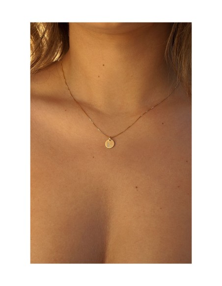 Colgante Oro 1ª Ley Disco Mate Letra Diamantes 9mm Diametro