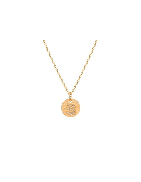 Colgante Oro 1ª Ley Disco Martilleada 9mm Letra Diamantes