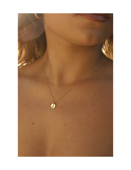 Colgante Oro 1ª Ley Disco Liso 9mm Letra Diamantes